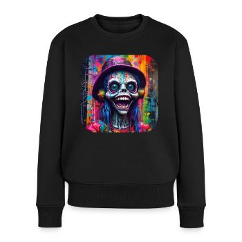 Crâne cool dans le style graffiti - Pull Premium bio Femme - noir - Devant - Julia (174cm)