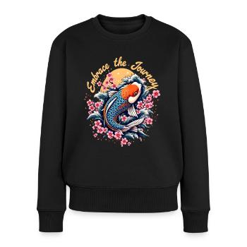 Poisson koï japonais - Pull Premium bio Femme - noir - Devant - Julia (174cm)
