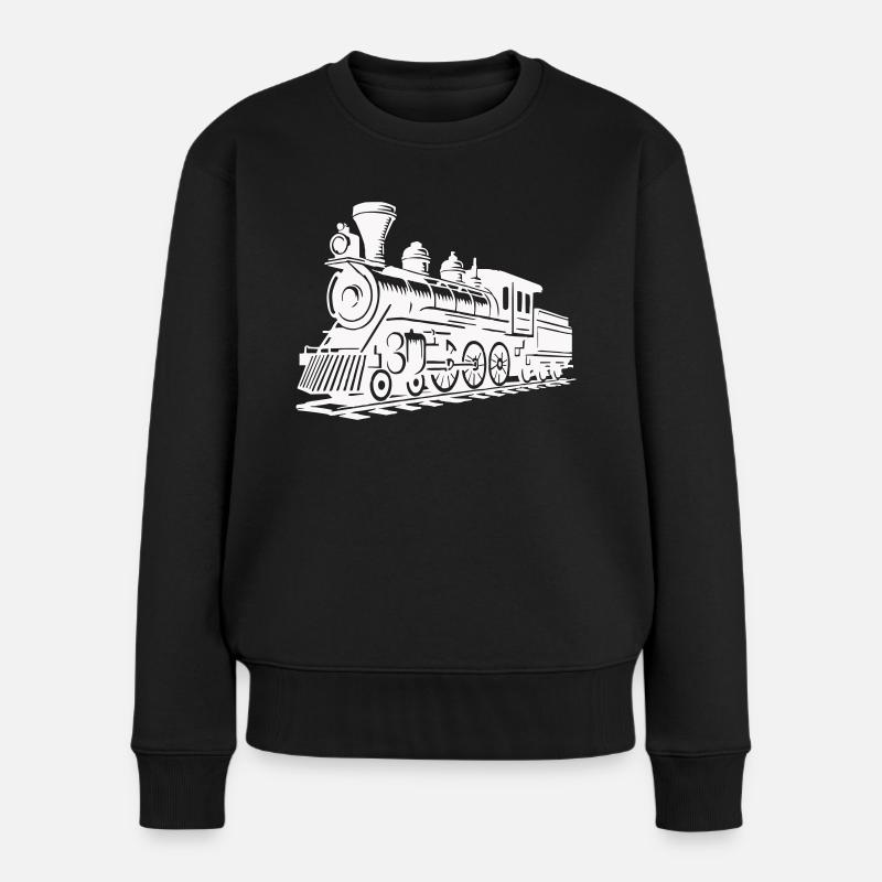 lokomotive zug - Frauen Premium Bio Pullover - Schwarz