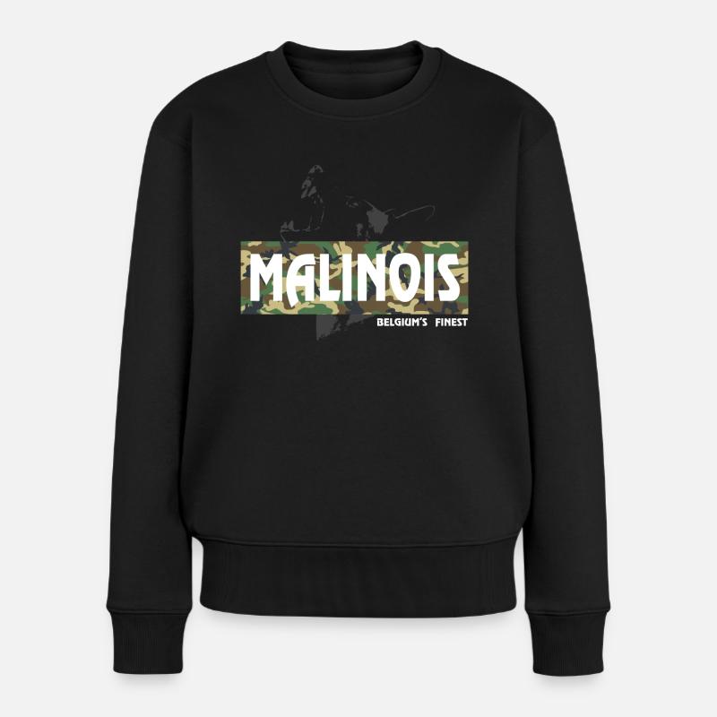 Malinois Camouflage Print - Frauen Premium Bio Pullover - Schwarz