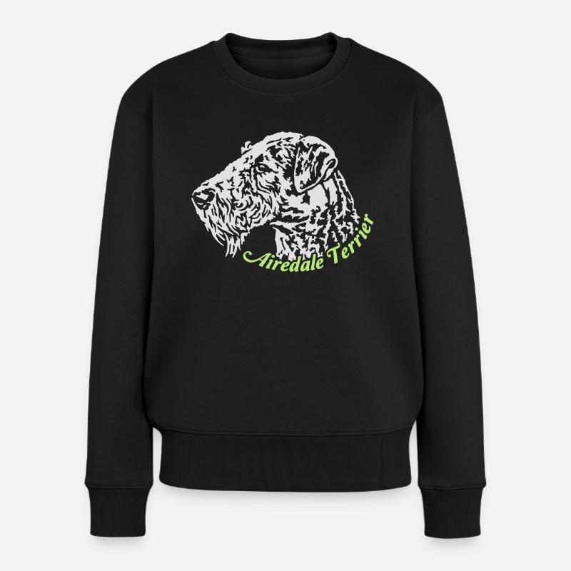 614 Airedale Terrier - Frauen Premium Bio Pullover - Schwarz