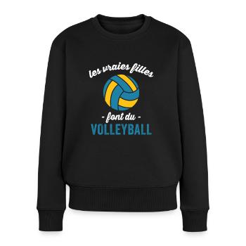 les vraies filles font du volleyball - Pull Premium bio Femme - noir - Devant - Julia (174cm)