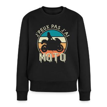J'peux pas j'ai moto cadeau humour femme motarde - Pull Premium bio Femme - noir - Devant - Julia (174cm)