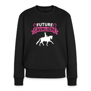 future cavalière - Pull Premium bio Femme - noir - Devant - Julia (174cm)