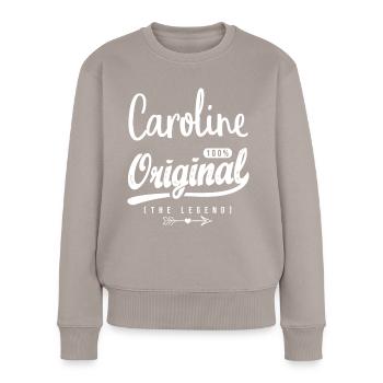 Caroline ORIGINAL personalisierte Mädchen caroline - Frauen Premium Bio Pullover - Taupe - Vorne - Julia (174cm)