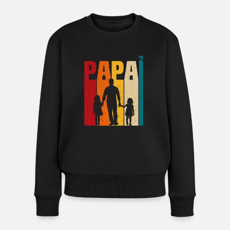 Vater von zwei Töchtern Geschenk Papa Töchter - Frauen Premium Bio Pullover - Schwarz