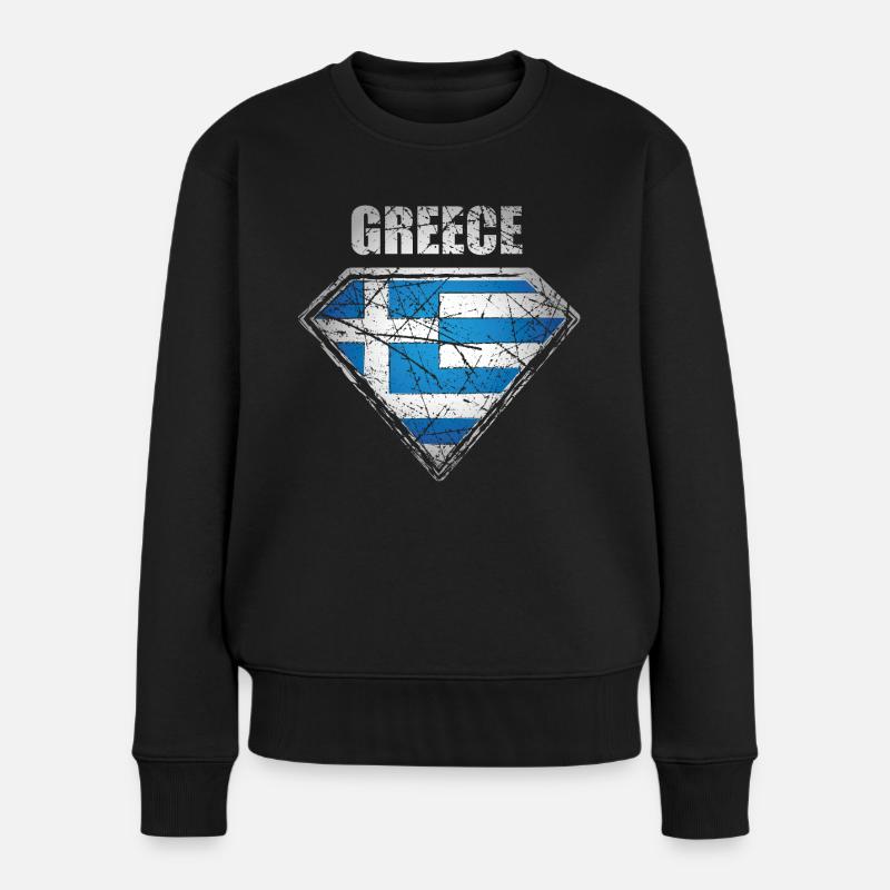 Griechenland Superheld Flagge griechisches Symbol - Frauen Premium Bio Pullover - Schwarz