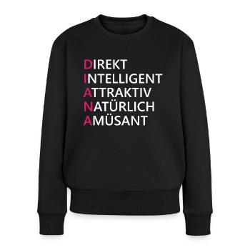 Diana Name Geschenk - Frauen Premium Bio Pullover - Schwarz - Vorne - Julia (174cm)