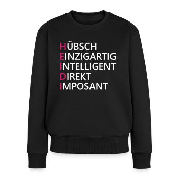 Heidi Name Geschenk - Frauen Premium Bio Pullover - Schwarz - Vorne - Julia (174cm)