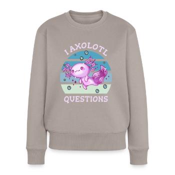 I axolotl questions - Frauen Premium Bio Pullover - Taupe - Vorne - Julia (174cm)