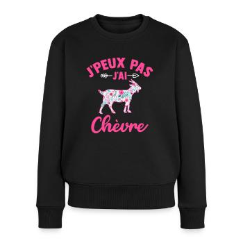 j'peux pas j'ai chèvre - Pull Premium bio Femme - noir - Devant - Julia (174cm)