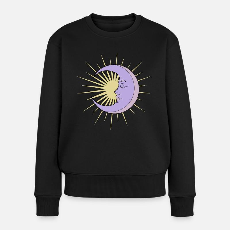 Sonne und Mond - Frauen Premium Bio Pullover - Schwarz