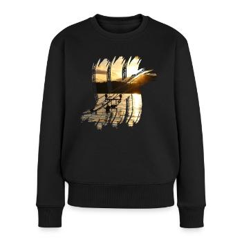 Carp Brush Stroke Karpfenangeln Natur - Frauen Premium Bio Pullover - Schwarz - Vorne - Julia (174cm)