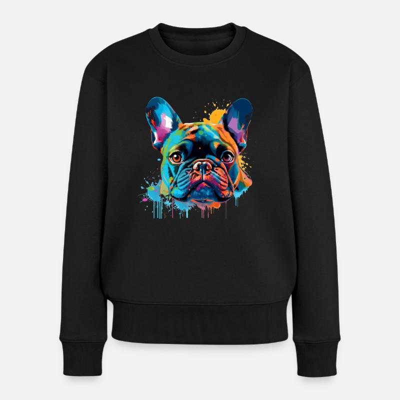 Bouledogue français coloré - Pull Premium bio Femme - noir