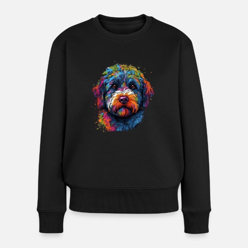 Bunter Lagotto Romagnolo - Frauen Premium Bio Pullover - Schwarz