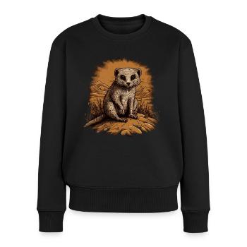Baby Mungo Mangusten - Frauen Premium Bio Pullover - Schwarz - Vorne - Julia (174cm)