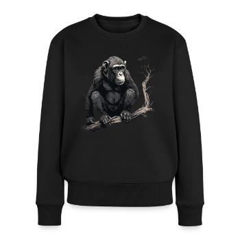 Singe chimpanzé - Pull Premium bio Femme - noir - Devant - Julia (174cm)