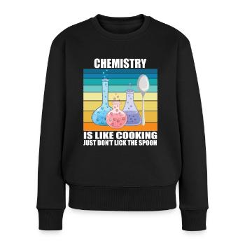 Chemie ist wie Kochen - Frauen Premium Bio Pullover - Schwarz - Vorne - Julia (174cm)