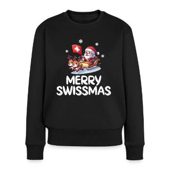 Joyeux Swissmas Suisse Noël Saint-Nicolas Noël - Pull Premium bio Femme - noir - Devant - Julia (174cm)