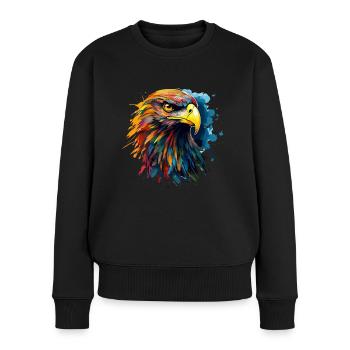 Bunter Steinadler Farbkleckse Farbspritzer - Frauen Premium Bio Pullover - Schwarz - Vorne - Julia (174cm)