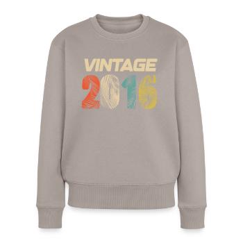 Vintage 2016 Retro - Bestseller - Premium økologisk sweatshirt til kvinder - gråbrun - Foran - Julia (174cm)