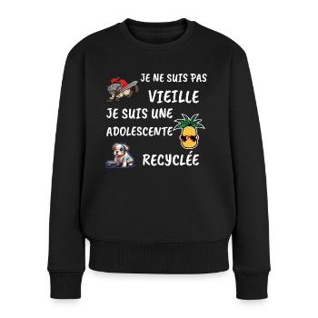 Je ne suis pas vieille je suis une adolescente... - Pull Premium bio Femme - noir - Devant - Julia (174cm)