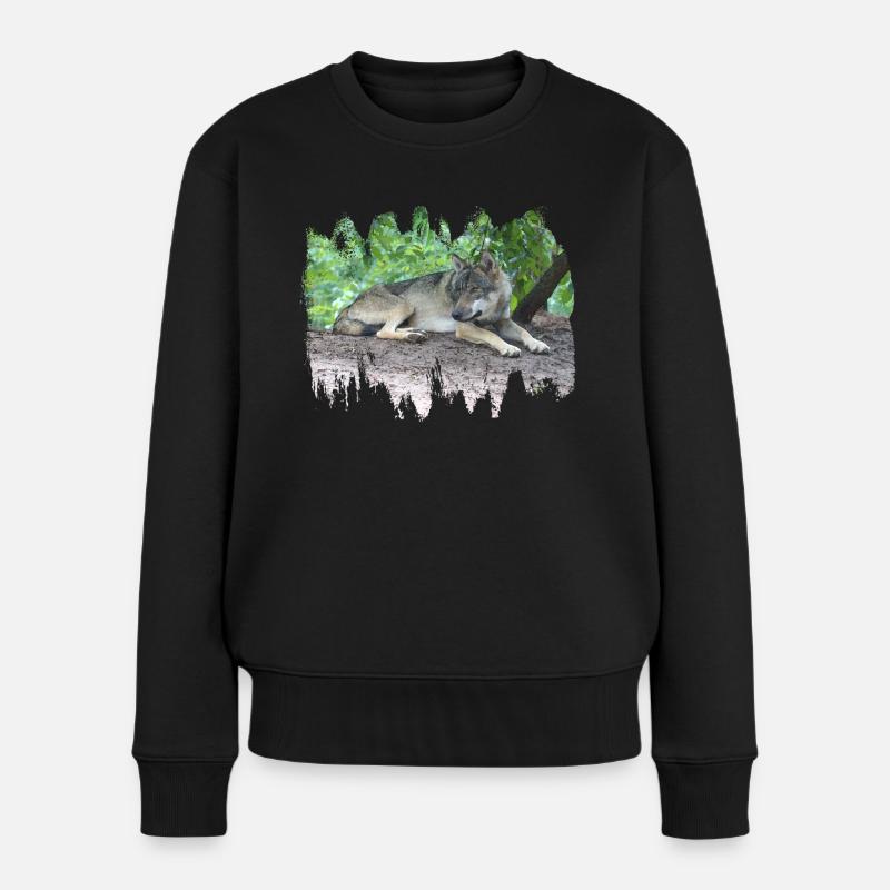 Loup gris - Pull Premium bio Femme - noir