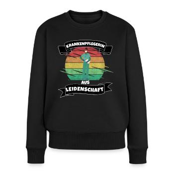 Krankenpflegerin aus Leidenschaft - Frauen Premium Bio Pullover - Schwarz - Vorne - Julia (174cm)