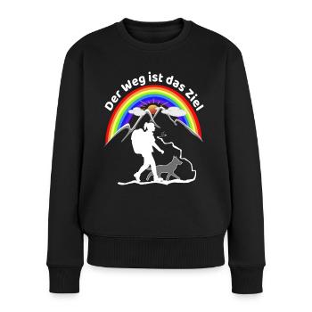 Hund der beste Freund - der Weg ist das Ziel - Frauen Premium Bio Pullover - Schwarz - Vorne - Julia (174cm)