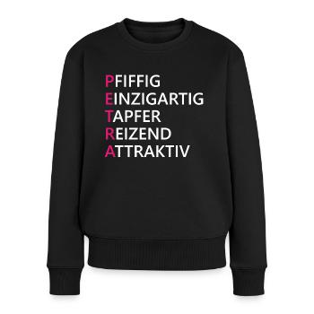 Petra Name Geschenk - Frauen Premium Bio Pullover - Schwarz - Vorne - Julia (174cm)