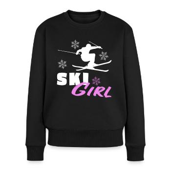 Ski Girl Girl Skier Skiing Slope Mountain - Women's Premium Organic Jumper - black - Front - Julia (174cm)