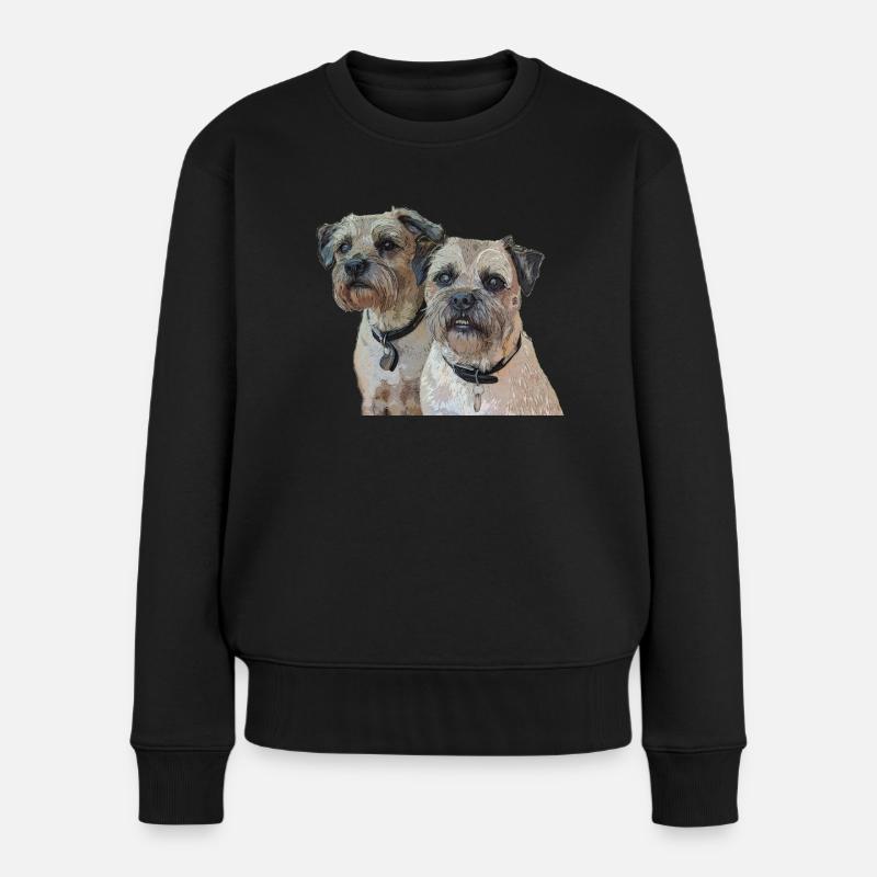 Two Border Terriers - Women's Premium Organic Jumper - black