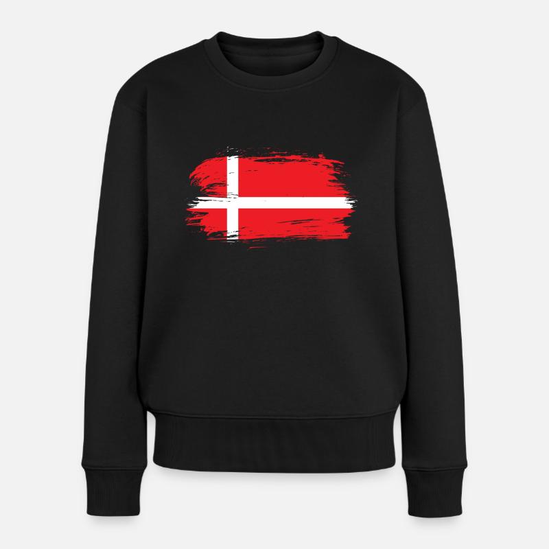 Dänemark Flagge - Frauen Premium Bio Pullover - Schwarz