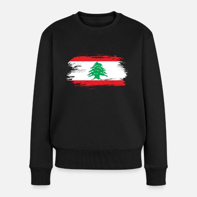 Libanon Flagge - Frauen Premium Bio Pullover - Schwarz