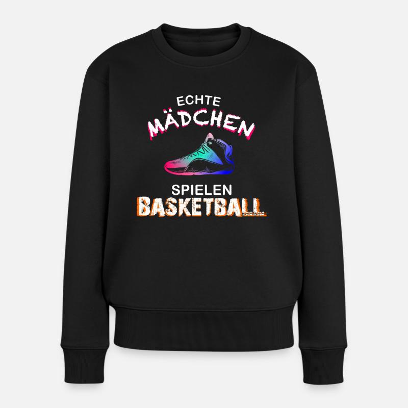 Echte Mädchen spielen Basketball T-Shirt - Frauen Premium Bio Pullover - Schwarz