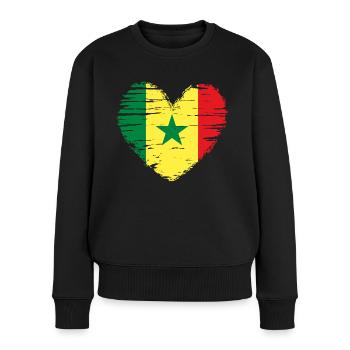 Sénégal coeur drapeau blason - Pull Premium bio Femme - noir - Devant - Julia (174cm)