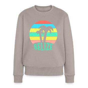 BELIZE Karibischer Sonnenuntergang - Frauen Premium Bio Pullover - Taupe - Vorne - Julia (174cm)