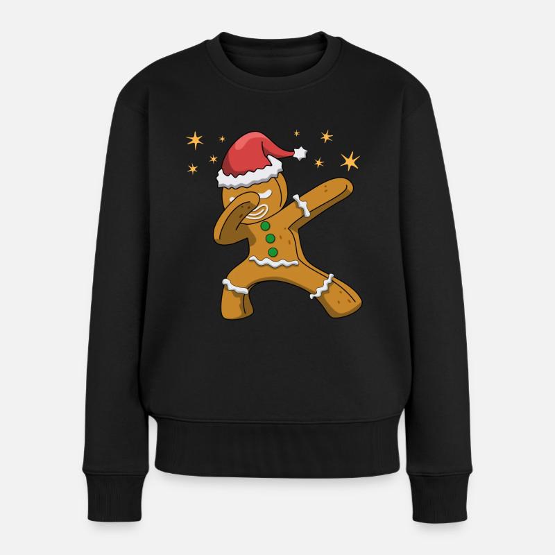 Weihnachten - Dabbing Lebkuchenmann Kinder - Frauen Premium Bio Pullover - Schwarz
