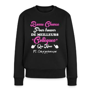 Meilleur collègue pour une collègue qui part - Pull Premium bio Femme - noir - Devant - Julia (174cm)