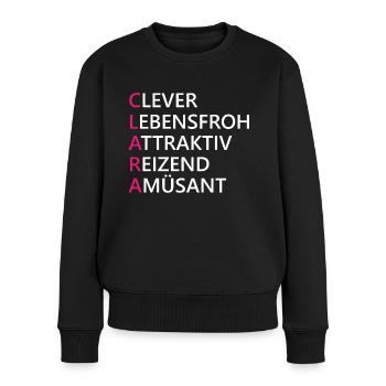 Clara Name Geschenk - Frauen Premium Bio Pullover - Schwarz - Vorne - Julia (174cm)
