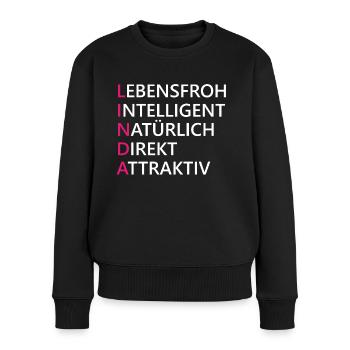 Linda Name Geschenk - Frauen Premium Bio Pullover - Schwarz - Vorne - Julia (174cm)