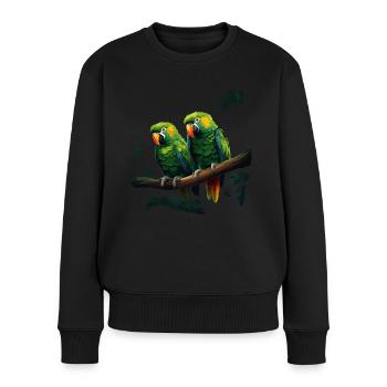 Perroquet Oiseau Ara Nature sauvage - Pull Premium bio Femme - noir - Devant - Julia (174cm)