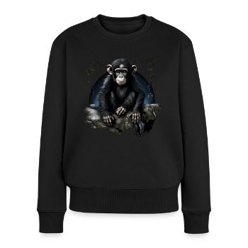 Chimpanzee Monkey Animal - Women's Premium Organic Jumper - black - Front - Julia (174cm)