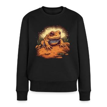 Kröte Amphibien - Frauen Premium Bio Pullover - Schwarz - Vorne - Julia (174cm)