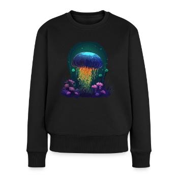 Qualle Korallen Meer Ozean Meeresleben Tiere - Frauen Premium Bio Pullover - Schwarz - Vorne - Julia (174cm)