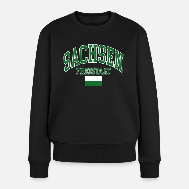 Sachsen - Frauen Premium Bio Pullover - Schwarz