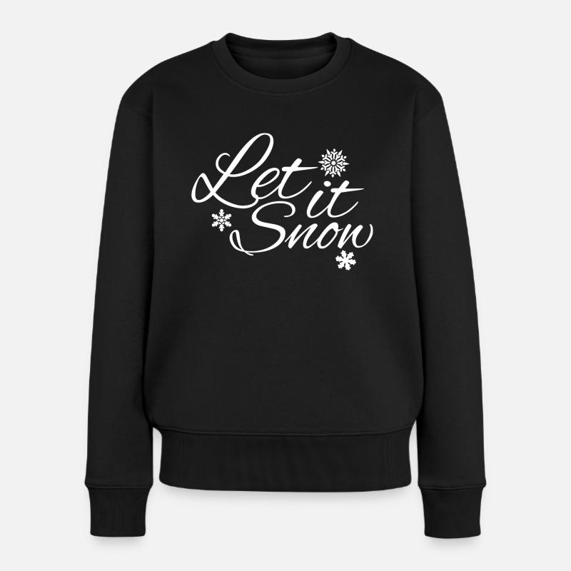 Let it Snow - Das Winterdesign mit Schneeflocken - Frauen Premium Bio Pullover - Schwarz