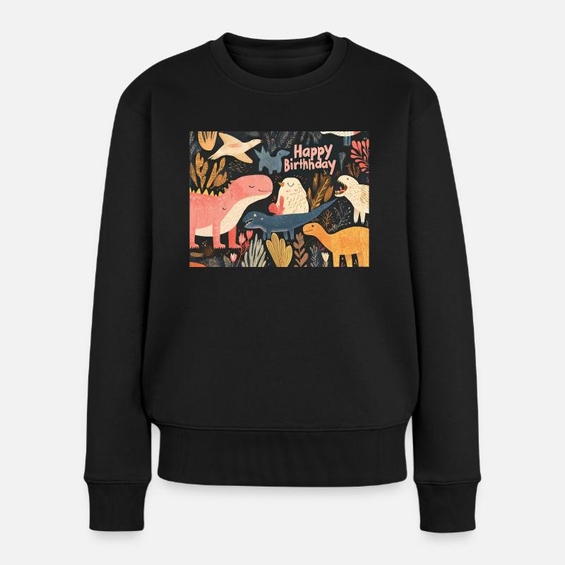 Happy Birthday Dino - Frauen Premium Bio Pullover - Schwarz