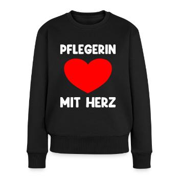 Pflegerin Mit Herz - Frauen Premium Bio Pullover - Schwarz - Vorne - Julia (174cm)