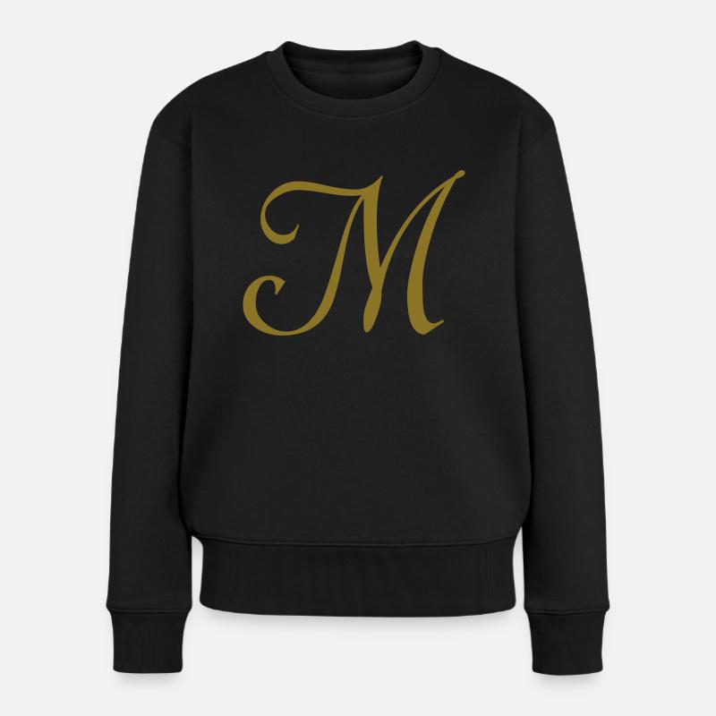 Buchstabe M - Frauen Premium Bio Pullover - Schwarz